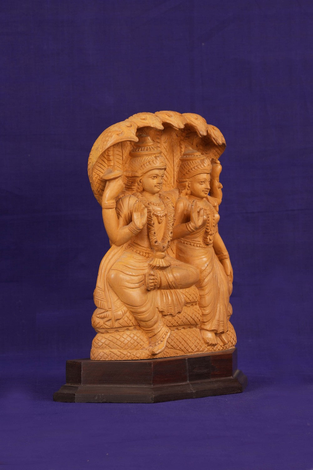 Image of Cedar Wood Carving Lakshmi/Narayana Statue